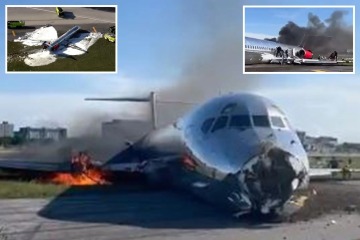Avión con 100 pasajeros en llamas tras estrellarse en aeropuerto de Miami