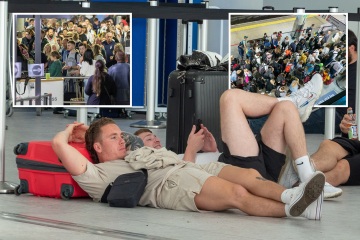 Caos de viaje ya que los pasajeros están atrapados en largas filas y tienen que dormir en el SUELO
