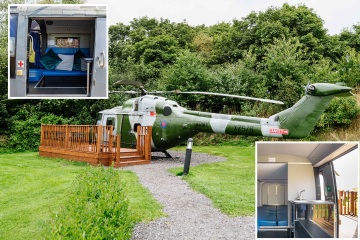 Puedes dormir en un helicóptero del ejército convertido desde £ 28 por persona; a los niños les encantará.