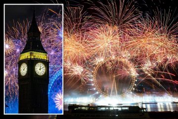 Espectaculares fuegos artificiales de Nochevieja iluminan los cielos de Londres mientras grandes multitudes celebran